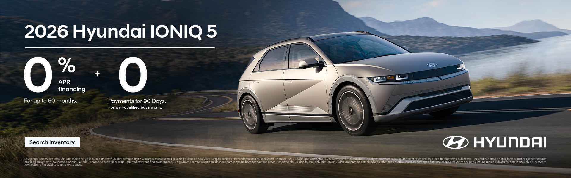 0.9% APR for 60 mos. + 0 Payments for 90 days